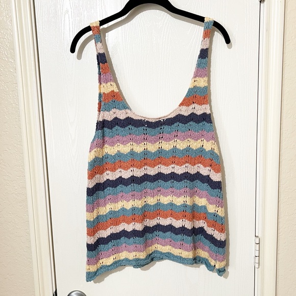 [Aerie]Pastel Multicolor Striped Crochet Knit Sleeveless Summer Tank Top… - Picture 2 of 8